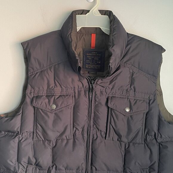 J. Crew Down Puffer Vest Men's Large Black Retractable Hood WARM Field Jacket - Picture 16 of 16